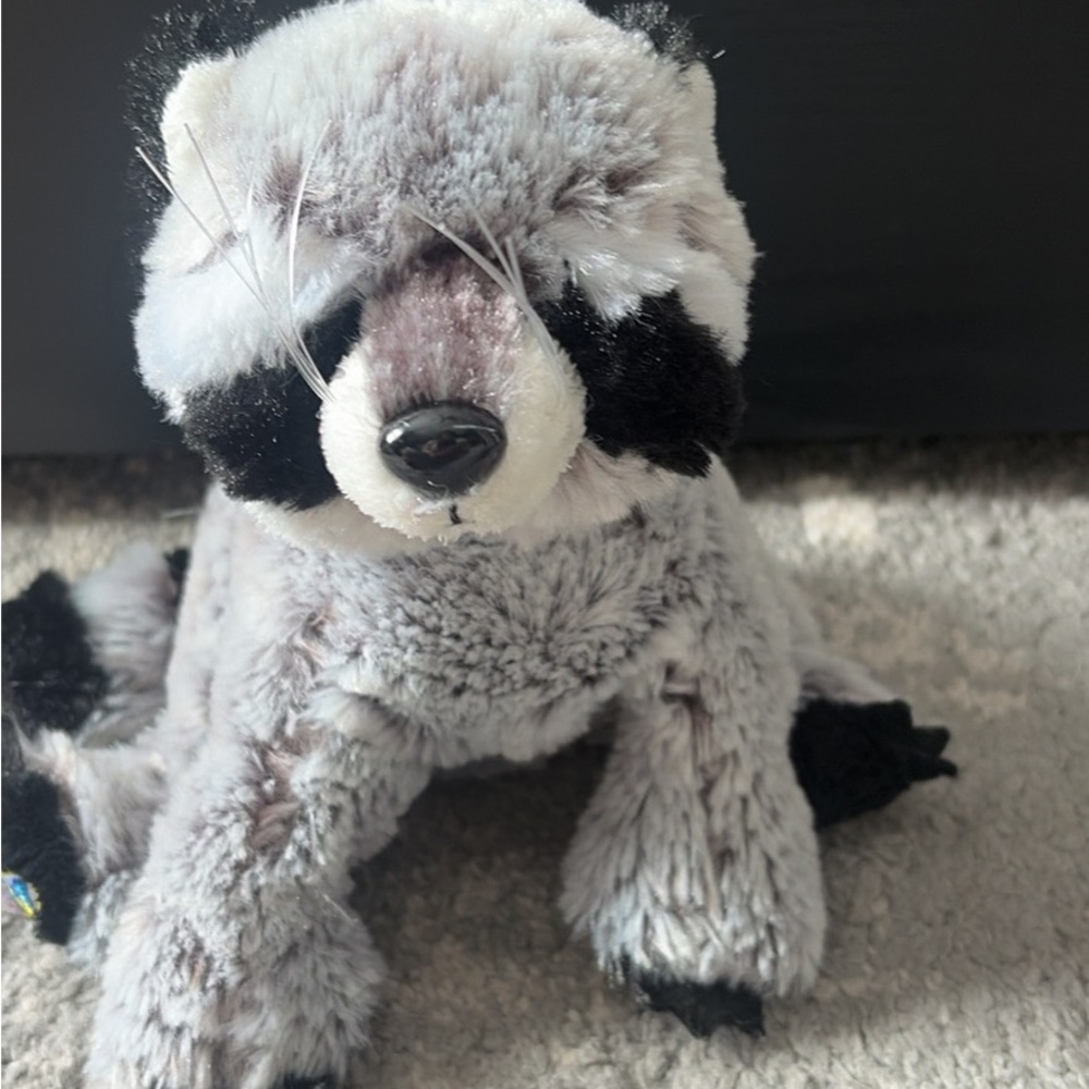 WEBKINZ GANZ Gray and Black Plush Raccoon with Branded Tag- vintage  NO CODE